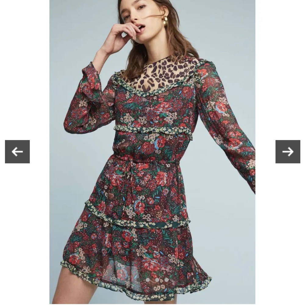 Scotch & Soda leopard and floral mini dress, size 1. Used.